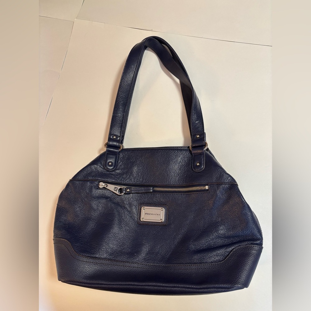Navy Blue Stone Mountain Leather Purse